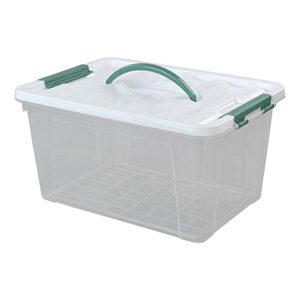 gloreen 14 quart clear storage bins with lid and handle, multipurpose stackable plastic storage latches box/containers