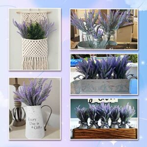 Zobawlks 8 Bundles Artificial Lavender Flowers Artificial Flowers and Plants UV Resistant Plastic Outdoor Indoor Purple Fake for Home Decor Spring Garden Farmhouse Porch Pot Window Box Wedding Home