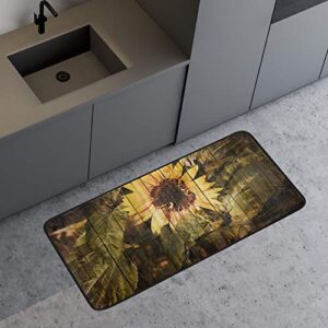 Anti Fatigue Kitchen Floor Mat, Vintage Sunflowers 39 x 20 In Non Slip Absorbent Comfort Modern Standing Mat Soft Kitchen Runner Rug for Hallway Entryway Bathroom Living Room Bedroom