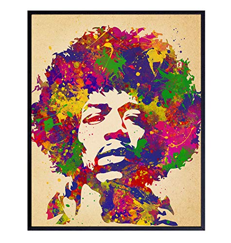 Jimi Hendrix Poster - 8x10 Psychedelic Experience Wall Art Decor for Men, Boys Bedroom, Living Room, Music Studio - Gift for Guitarist, Musician, Woodstock, Purple Haze, 60's Music Fan - UNFRAMED