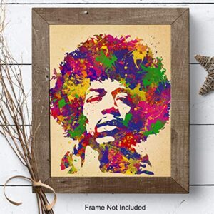 Jimi Hendrix Poster - 8x10 Psychedelic Experience Wall Art Decor for Men, Boys Bedroom, Living Room, Music Studio - Gift for Guitarist, Musician, Woodstock, Purple Haze, 60's Music Fan - UNFRAMED