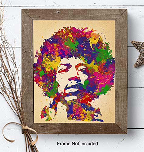 Jimi Hendrix Poster - 8x10 Psychedelic Experience Wall Art Decor for Men, Boys Bedroom, Living Room, Music Studio - Gift for Guitarist, Musician, Woodstock, Purple Haze, 60's Music Fan - UNFRAMED