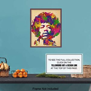 Jimi Hendrix Poster - 8x10 Psychedelic Experience Wall Art Decor for Men, Boys Bedroom, Living Room, Music Studio - Gift for Guitarist, Musician, Woodstock, Purple Haze, 60's Music Fan - UNFRAMED