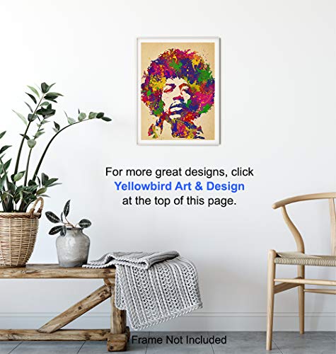 Jimi Hendrix Poster - 8x10 Psychedelic Experience Wall Art Decor for Men, Boys Bedroom, Living Room, Music Studio - Gift for Guitarist, Musician, Woodstock, Purple Haze, 60's Music Fan - UNFRAMED