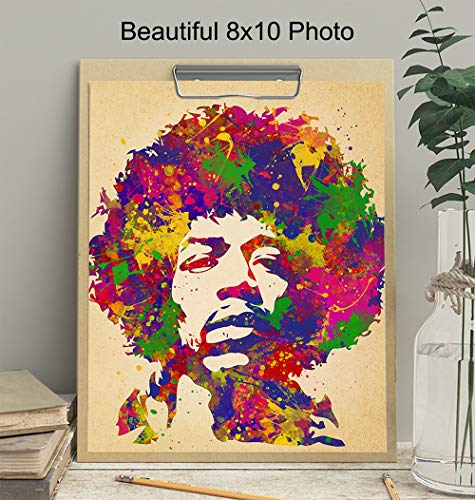 Jimi Hendrix Poster - 8x10 Psychedelic Experience Wall Art Decor for Men, Boys Bedroom, Living Room, Music Studio - Gift for Guitarist, Musician, Woodstock, Purple Haze, 60's Music Fan - UNFRAMED