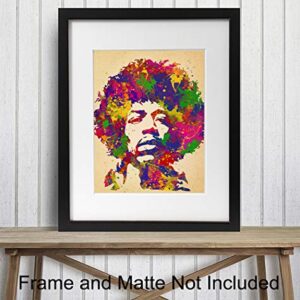 Jimi Hendrix Poster - 8x10 Psychedelic Experience Wall Art Decor for Men, Boys Bedroom, Living Room, Music Studio - Gift for Guitarist, Musician, Woodstock, Purple Haze, 60's Music Fan - UNFRAMED