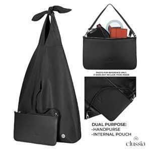 Style à la Porte Black Leather Hobo Bag from 100% Luxury Light-Weighted Calf Leather with Removable Wristlet Pouch DELUXE | Bolso Cuero Negro