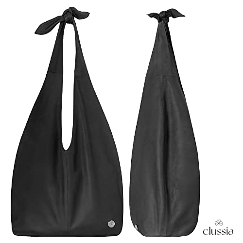 Style à la Porte Black Leather Hobo Bag from 100% Luxury Light-Weighted Calf Leather with Removable Wristlet Pouch DELUXE | Bolso Cuero Negro