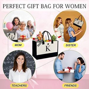 BeeGreen Personalized Gifts for Women Who Have Everything Birthday Gifts For Teacher Initial 13oz Canvas Tote Bag Mom Sister Friends Teacher Mother Self Care Gifts Embroidery Monogram with Pocket S
