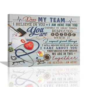 in this office canvas wall art nurse cap stethoscope painting for wall medical staff team prints dear my team nurses gifts artwork inspirational quotes poster framed wall decor for office decoration