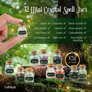 Witchcraft Supplies Kit for Witch Spells – Beginner Witch Starter Kit Crystals Jars Dried Herbs and Colored Candles for Witches Pagan Altar Decor - Wiccan Supplies and Tools Box Witchy Gifts Stuff