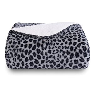 sochow premium thick sherpa fleece throw blanket, soft and warm winter blanket, 60 × 80 inches, grey leopard