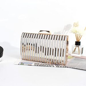 Reberomantic Women Lattice Pattern Metal Handbag Chain Geometric Evening Clutch Purse (Y-Silver)