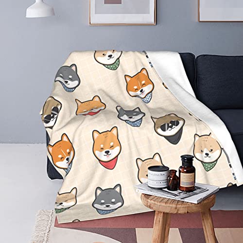 Cute Shiba Inu Blanket Cozy Soft Throw Blanket for Couch Sofa Bedding Living Room, Warm Plush Flannel Blankets for Boys Girls Men Women 50"x40"