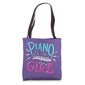 piano girl pianist music notes gift tote bag