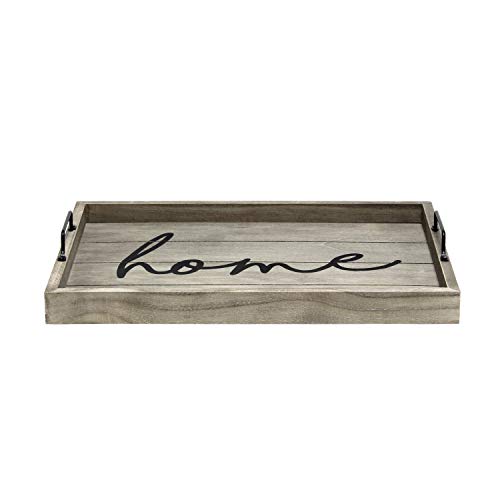 Elegant Designs HG2000-RGH Decorative Wood Serving Tray w/ Handles, 15.50" x 12", Home