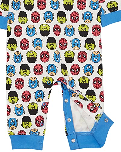 Amazon Essentials Disney | Marvel | Star Wars Baby Boys' Cotton Coveralls, Pack of 3, Marvel Friends, 12 Months