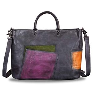 genuine leather handbag for women vintage handmade top handle bag crossbody satchel purse (darkgray)