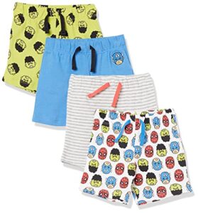 amazon essentials disney | marvel | star wars baby boys’ shorts, pack of 4, marvel friends, 24 months