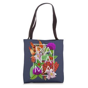 flowers of panama word art – panamanian pride tote bag