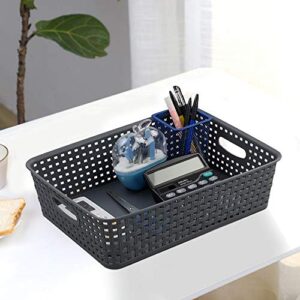 Asking 4-Pack Plastic Woven Paper Storage Basket, Gray