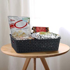 Asking 4-Pack Plastic Woven Paper Storage Basket, Gray