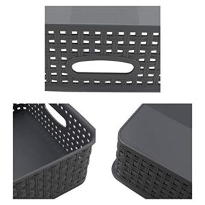 Asking 4-Pack Plastic Woven Paper Storage Basket, Gray