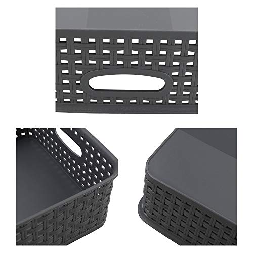 Asking 4-Pack Plastic Woven Paper Storage Basket, Gray