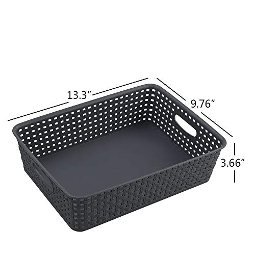 Asking 4-Pack Plastic Woven Paper Storage Basket, Gray