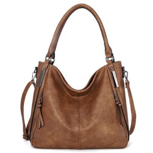 large purses for women shoulder handbags hobo bags for women (brown)