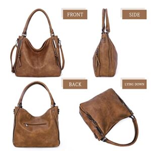 Large Purses for Women Shoulder Handbags Hobo Bags for Women (Brown)