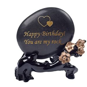 nuiby birthday gift engraved rocks happy birthday！you are my rock. birthday present for wife, husband, boyfriend or girlfriend happy birthday stone