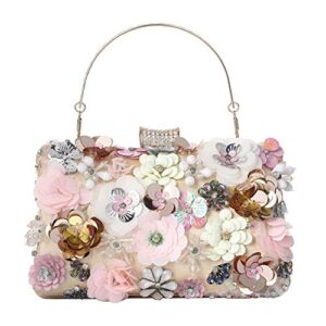 women fashion luxury party handbags wedding bag floral bag purses and handbags clutch bag cross body bag (pink)