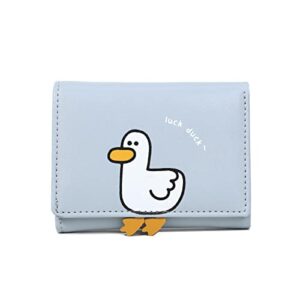 sunwel fashion girls cute 3d duck tri-folded wallet small wallet cash pocket card holder id window purse for women (light blue, duck)