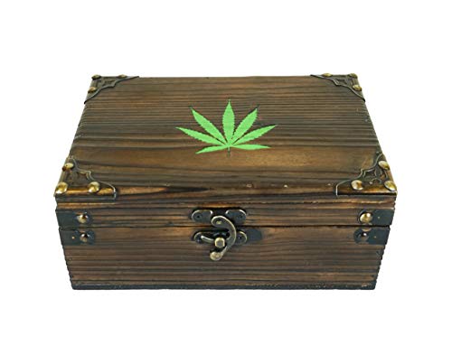 Carina's Collection Solid Stash Woodburned Weed stash Vintage Style Wooden Storage Keepsake Box