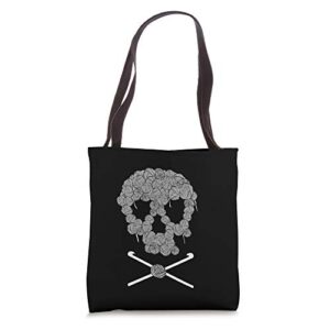 halloweeen skull crochet lovers yarn funny skeleton gift tote bag