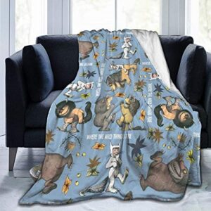 qualet where the wild things are ultra soft micro fleece warm throw lightweight bed blanket sofa cozy, blanket couch travel chair for home 50″ x40