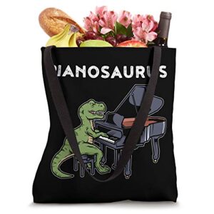 Grand Piano Gift Kids Pianist Gift Dinosaur Music Piano Tote Bag