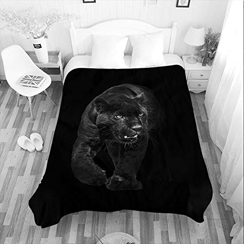 Beabes Panther Throw Blanket Wildlife Black Panther Walking Out of The Dark and Into The Light Warm Throw Blanket Flannel Fleece for Bedroom Sofa Couch Car Deck Chair 60x80 Inch