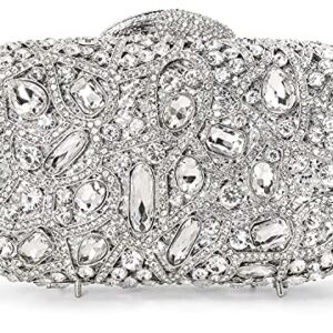 MOSSMON Luxury Crystal Clutch Rhinestones Evening Bag (silver)