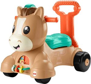 fisher-price baby walker learning toy, walk bounce & ride pony ride-on with music and lights for infants and toddler play [amazon exclusive]