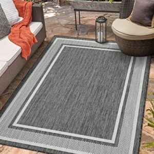 Adiva Rugs Outdoor Indoor Area Rug, Weather Resistant, Easy to Clean, Stain Resistant Floor Mat for Dining Room, Backyard, Deck, Patio (Pebble Weiss, 5'3" x 7')