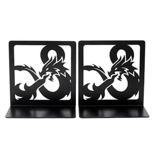gothic dragon design bookends, decorative black metal book end bookshelves, unique cool bookend books stand for home office decorative, books support book holder