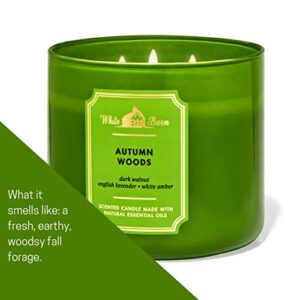 Bath & Body Works, White Barn 3-Wick Candle w/Essential Oils - 14.5 oz - New Core Scents! (Autumn Woods)