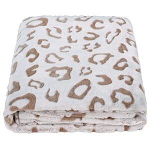 sochow flannel fleece leopard print throw blanket, lightweight super soft cozy plush blanket, 50 × 60 inches brown leopard