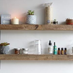 Urban Legacy Accent Shelves | Reclaimed Barn Plank | Set of 2 with Full Brackets (Natural, 40" x 4.5" x 2")