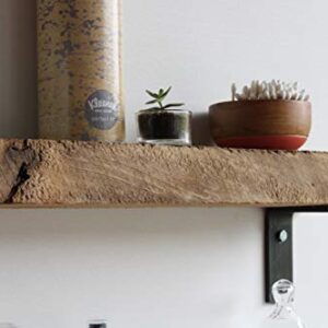 Urban Legacy Accent Shelves | Reclaimed Barn Plank | Set of 2 with Full Brackets (Natural, 40" x 4.5" x 2")