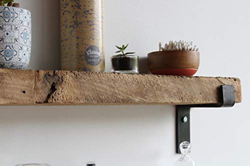 Urban Legacy Accent Shelves | Reclaimed Barn Plank | Set of 2 with Full Brackets (Natural, 40" x 4.5" x 2")