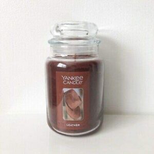 leather large jar candle,fresh scent