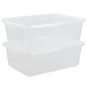 gloreen clear storage bin, 16 quart latch bins/containers/boxes with lid, pack of 2